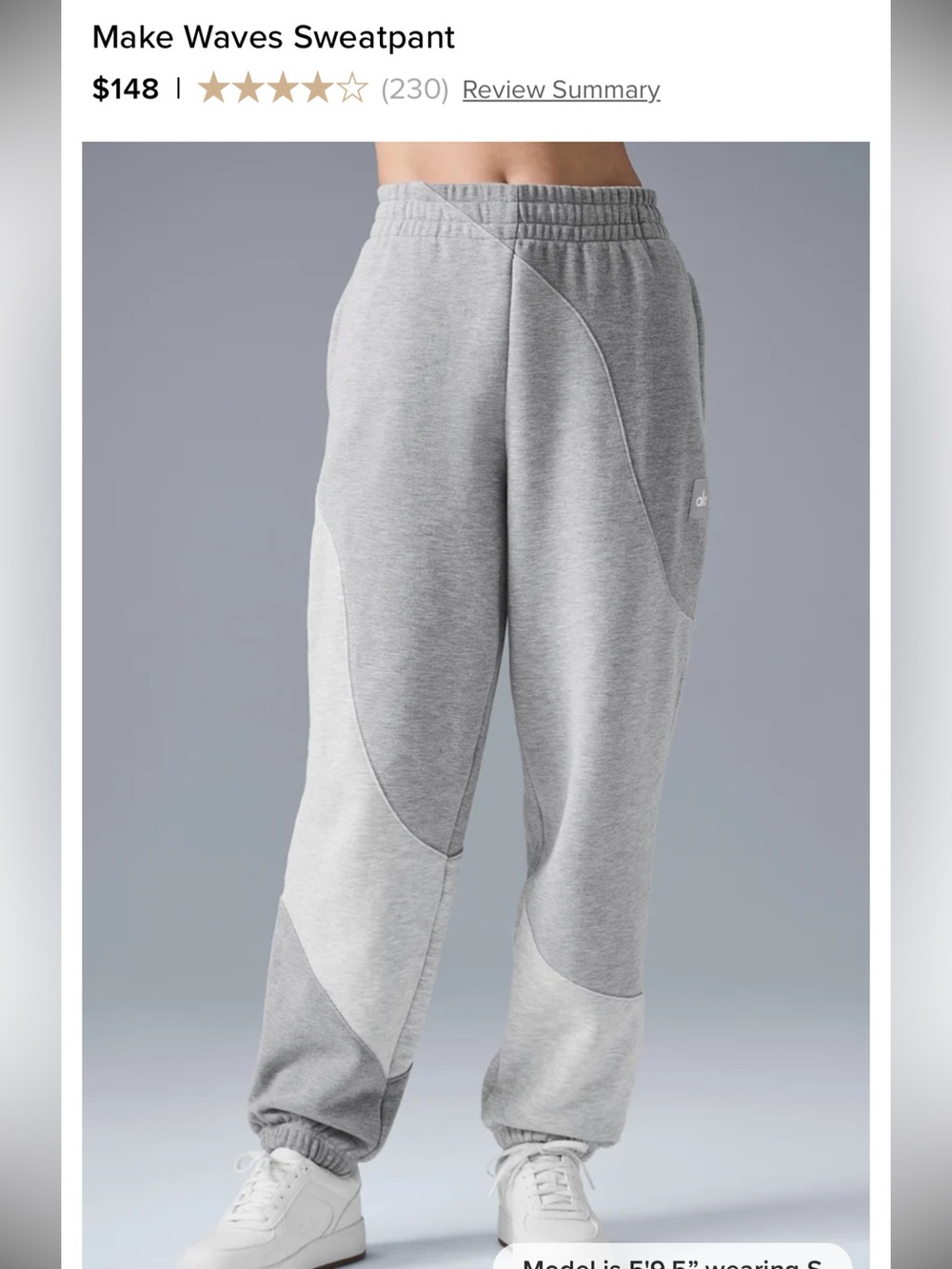 ALO Yoga Two-Tone Grey Make Waves Colorblock Joggers Size Medium Unisex